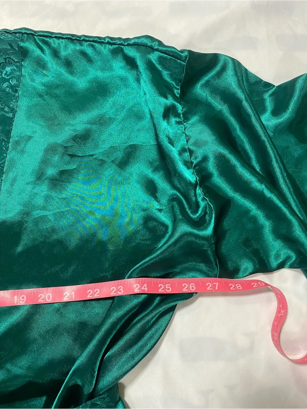 90’s Victoria's Secret gold label  Emerald Satin Kimono Robe with Jacquard Trim